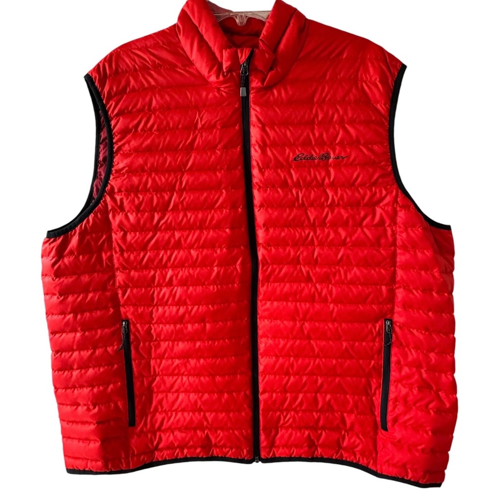 Eddie Bauer Mens EB650 Down Puffer Vest Red Full Zip Insulated XXL D3951296